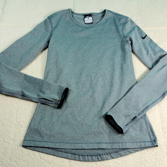 Nike Pro Dri-Fit Gray L/S Athletic Shirt Small - Picture 1 of 7